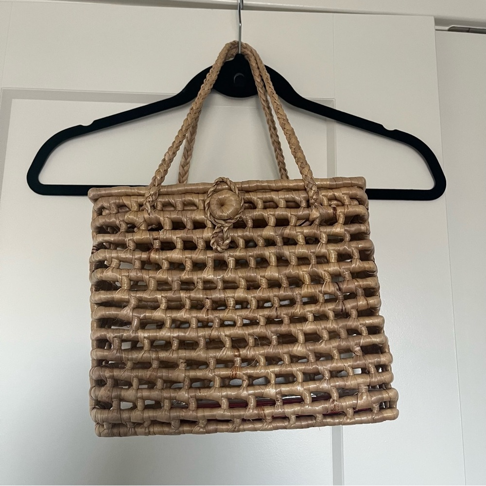 Straw bamboo bag